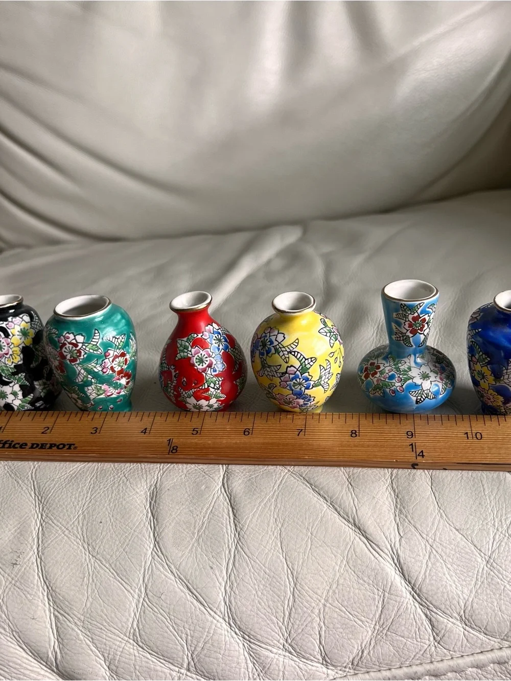 Decorative Mini Floral Bud Vase Set of 6 Vintage Japanese Style